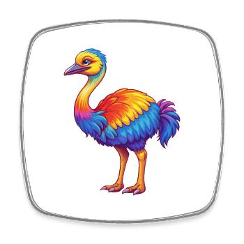 Ostrich Colorful Kawaii Cartoon Character Clipart - Square fridge magnet - white - Front