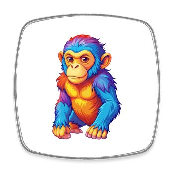 Monkey Colorful Kawaii Cartoon Character Clipart - Square fridge magnet - white - Front
