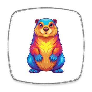 Marmot Colorful Kawaii Cartoon Character Clipart - Square fridge magnet - white - Front