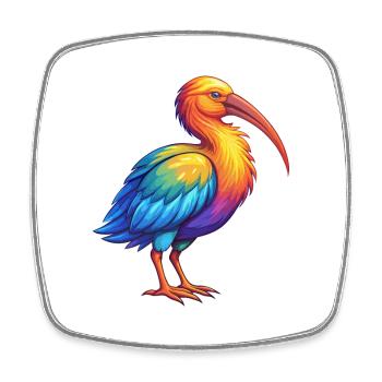 Ibis Colorful Kawaii Cartoon Character Clipart - Square fridge magnet - white - Front