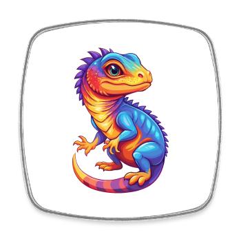 Lizard Colorful Kawaii Cartoon Character Clipart - Square fridge magnet - white - Front