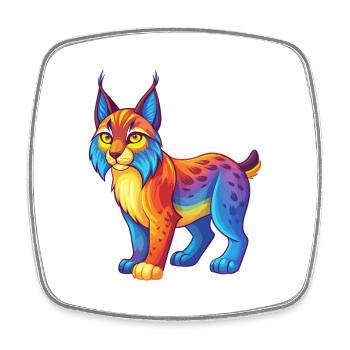 Luchs Bunte Kawaii Cartoon Figur Clipart - Viereckiger Kühlschrankmagnet - Weiß - Vorne