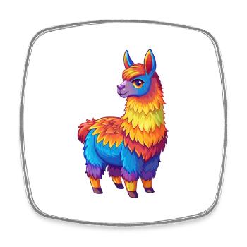 Llama Colorful Kawaii Cartoon Character Clipart - Square fridge magnet - white - Front