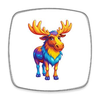 Moose Colorful Kawaii Cartoon Character Clipart - Square fridge magnet - white - Front