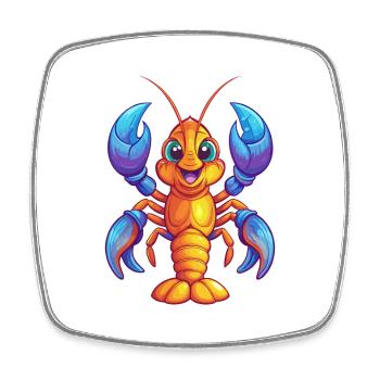 homard coloré kawaii dessin animé personnage clipart - Magnet carré - blanc - Devant