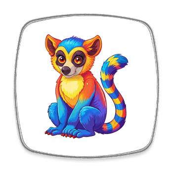 Lemur Colorful Kawaii Cartoon Character Clipart - Square fridge magnet - white - Front