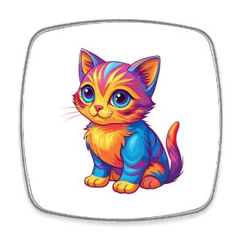 Kitten Colorful Kawaii Cartoon Character Clipart - Square fridge magnet - white - Front