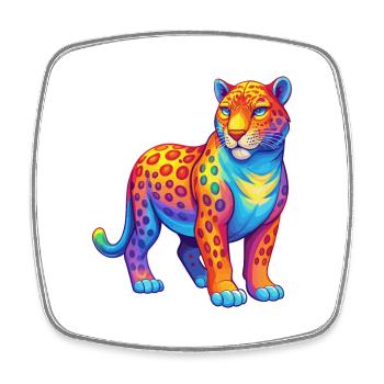 Jaguar Bunte Kawaii Cartoon Charakter Clipart - Viereckiger Kühlschrankmagnet - Weiß - Vorne