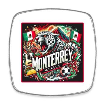 Monterrey Mexiko Städte Design - Viereckiger Kühlschrankmagnet - Weiß - Vorne