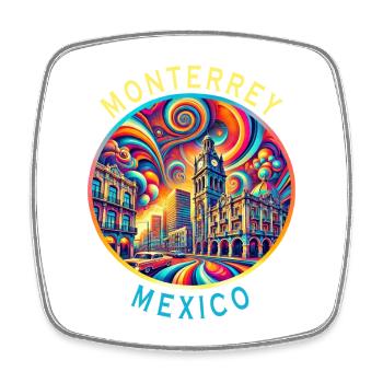 Monterrey Mexiko Städte Kunst Design - Viereckiger Kühlschrankmagnet - Weiß - Vorne
