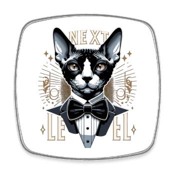 Cornish Rex Suit Next Level Cat Gift - Square fridge magnet - white - Front
