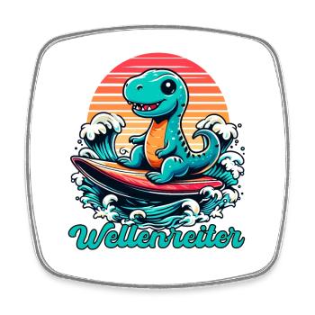 Mignon T-Rex Surfer Surfer Cadeau de surf - Magnet carré - blanc - Devant