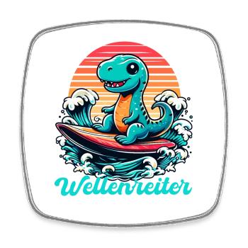 Mignon T-Rex Surfer Surfer Cadeau de surf - Magnet carré - blanc - Devant