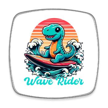Mignon T-Rex Surfer Surfer Cadeau de surf - Magnet carré - blanc - Devant