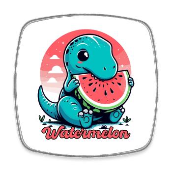 Mignon T-Rex Watermelon Cadeau d’été - Magnet carré - blanc - Devant