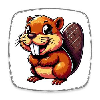 Beaver - Square fridge magnet - white - Front