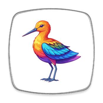 Avocet Bunte Kawaii Cartoon Figur Vogel - Viereckiger Kühlschrankmagnet - Weiß - Vorne