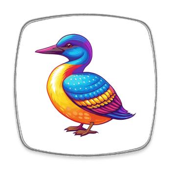 Common Loon Colorful Kawaii Cartoon Character Bird - Square fridge magnet - white - Front