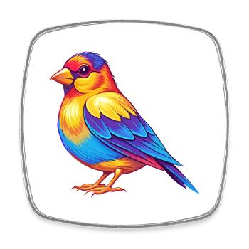 Stieglitz Bunte Kawaii Cartoon Figur Vogel - Viereckiger Kühlschrankmagnet - Weiß - Vorne