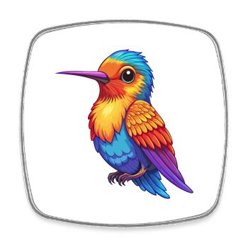 colibri coloré kawaii dessin animé personnage oiseau - Magnet carré - blanc - Devant