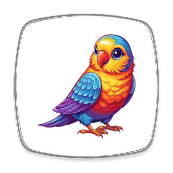 Sittich Bunte Kawaii Cartoon Figur Vogel - Viereckiger Kühlschrankmagnet - Weiß - Vorne