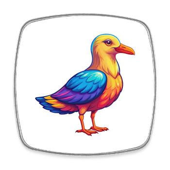 Seagull Colorful Kawaii Cartoon Character Bird - Square fridge magnet - white - Front