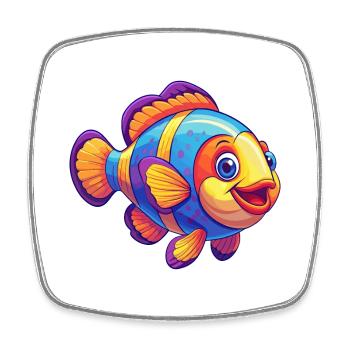 Clownfish Colorful Kawaii Cartoon Sea Animal - Square fridge magnet - white - Front