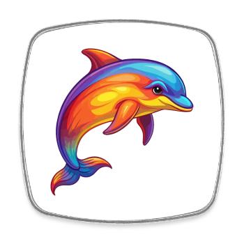 Common Dolphin Colorful Kawaii Cartoon Sea Animal - Square fridge magnet - white - Front
