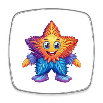Feder Stern Bunt Kawaii Cartoon Meerestier - Viereckiger Kühlschrankmagnet - Weiß - Vorne
