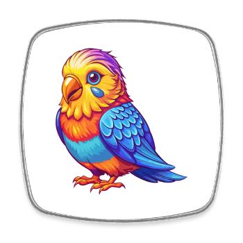 Budgerigar Colorful Kawaii Cartoon Character Bird - Square fridge magnet - white - Front