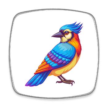 Blauhäher Bunte Kawaii Cartoon Figur Vogel - Viereckiger Kühlschrankmagnet - Weiß - Vorne