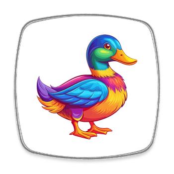 Stockente Bunte Kawaii Cartoon Figur Vogel - Viereckiger Kühlschrankmagnet - Weiß - Vorne