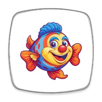 Clown Tang Coloré Kawaii Dessin animé Animal marin - Magnet carré - blanc - Devant
