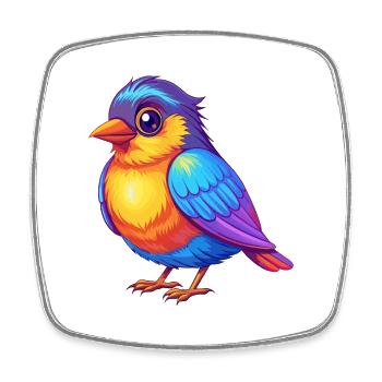 Bulbul Bunte Kawaii Cartoon Figur Vogel - Viereckiger Kühlschrankmagnet - Weiß - Vorne