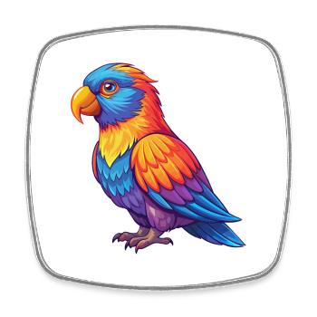 Dusky Lory Colorful Kawaii Cartoon Character Bird - Square fridge magnet - white - Front