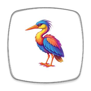 Reiher Bunte Kawaii Cartoon Figur Vogel - Viereckiger Kühlschrankmagnet - Weiß - Vorne