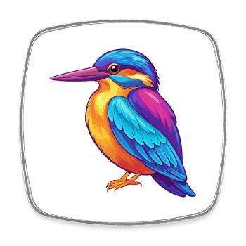 Eisvogel Bunte Kawaii Cartoon Figur Vogel - Viereckiger Kühlschrankmagnet - Weiß - Vorne