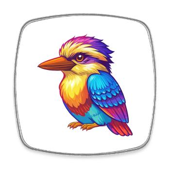 Kookaburra coloré Kawaii dessin animé Personnage Oiseau - Magnet carré - blanc - Devant