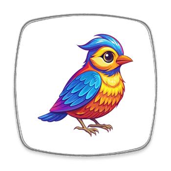 Lerche Bunte Kawaii Cartoon Figur Vogel - Viereckiger Kühlschrankmagnet - Weiß - Vorne