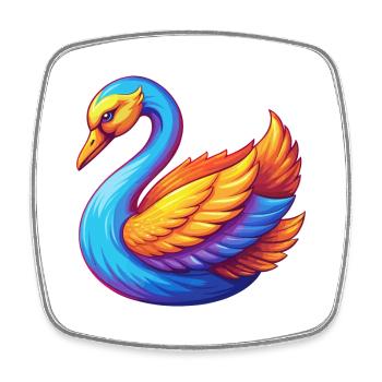 cygne coloré kawaii personnage de dessin animé oiseau - Magnet carré - blanc - Devant