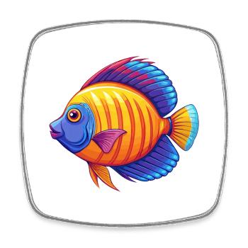 Kaiser Kaiserfisch Bunte Kawaii Cartoon Clipart - Viereckiger Kühlschrankmagnet - Weiß - Vorne