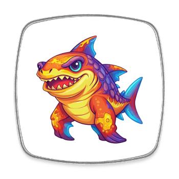Wobbegong Shark Colorful Kawaii Cartoon Sea Animal - Square fridge magnet - white - Front