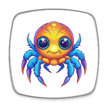 Sea Spider Colorful Kawaii Cartoon Sea Animal - Square fridge magnet - white - Front