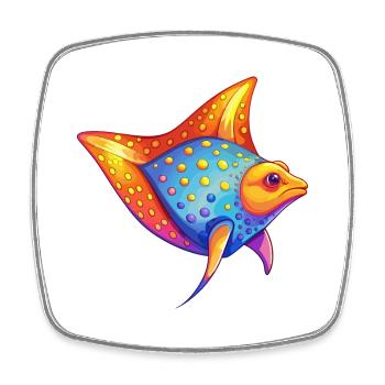 Spotted Eagle Ray Colorful Kawaii Cartoon Clipart - Square fridge magnet - white - Front