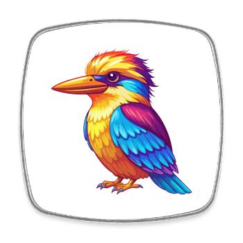 Kookaburra Buntes Kawaii Cartoon Meerestier - Viereckiger Kühlschrankmagnet - Weiß - Vorne