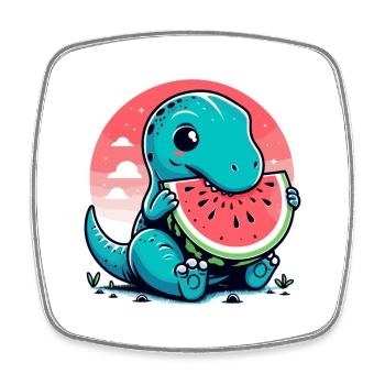 Mignon T-Rex Watermelon Cadeau d’été - Magnet carré - blanc - Devant