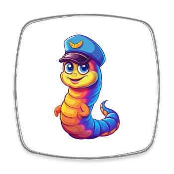 Ver marin Coloré Kawaii Dessin animé Animal marin - Magnet carré - blanc - Devant