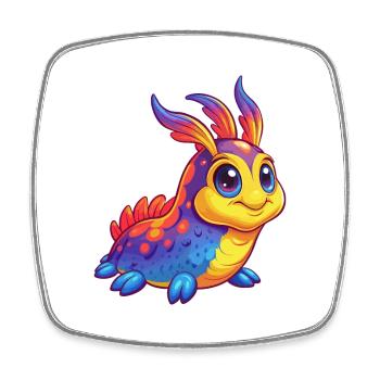 Sea Slug Colorful Kawaii Cartoon Sea Animal - Square fridge magnet - white - Front