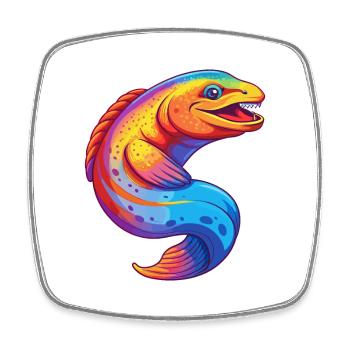 Moray Eel Colorful Kawaii Cartoon Sea Animal - Square fridge magnet - white - Front