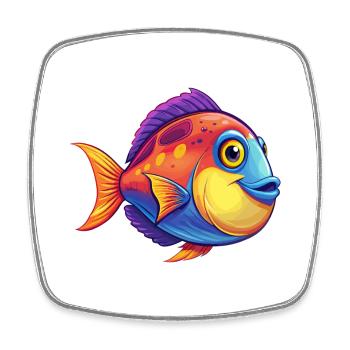 Surgeonfish Colorful Kawaii Cartoon Sea Animal - Square fridge magnet - white - Front